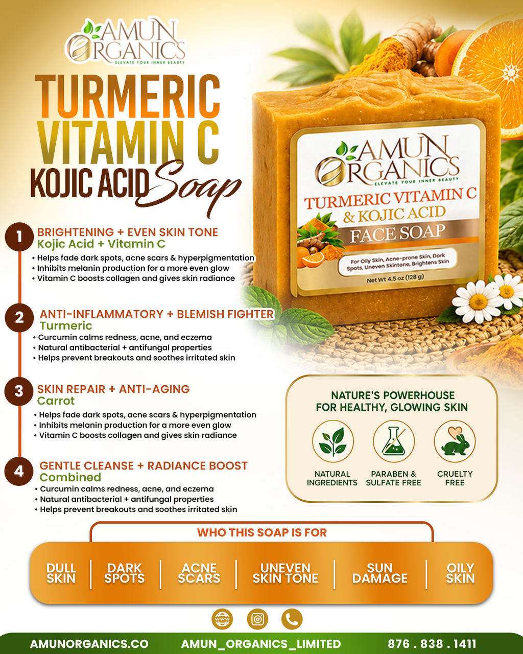 Turmeric Vitamin C & Kojic Acid Soap – Spot Remover & Hyperpigmentation | Amun Organics