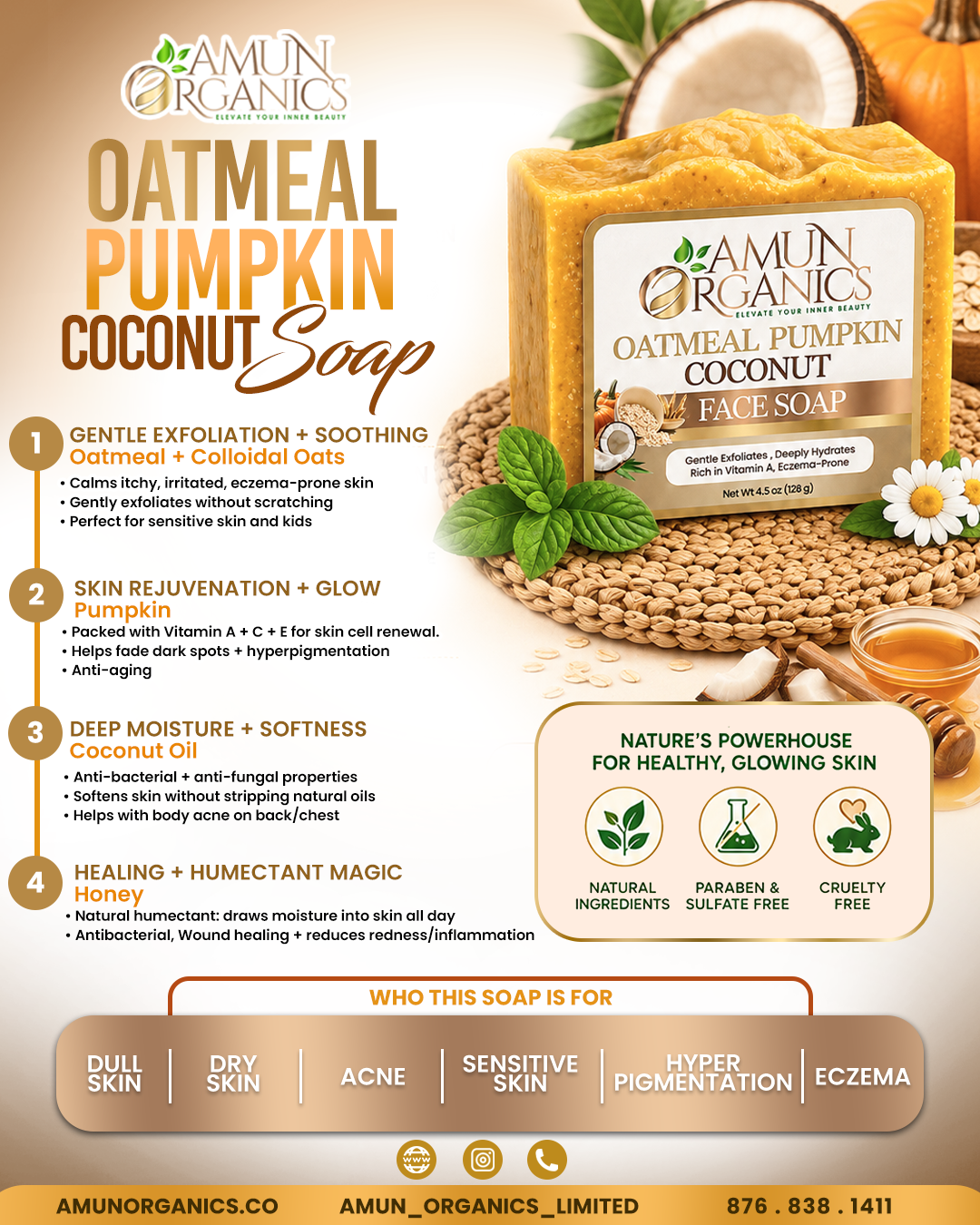 Oatmeal Pumpkin Coconut Soap | Amun Organics