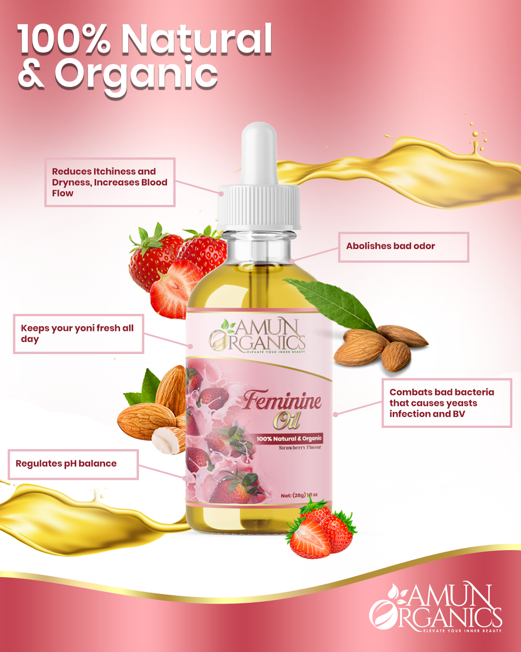 Feminine Yoni Oil – Strawberry Scented | Amun Organics